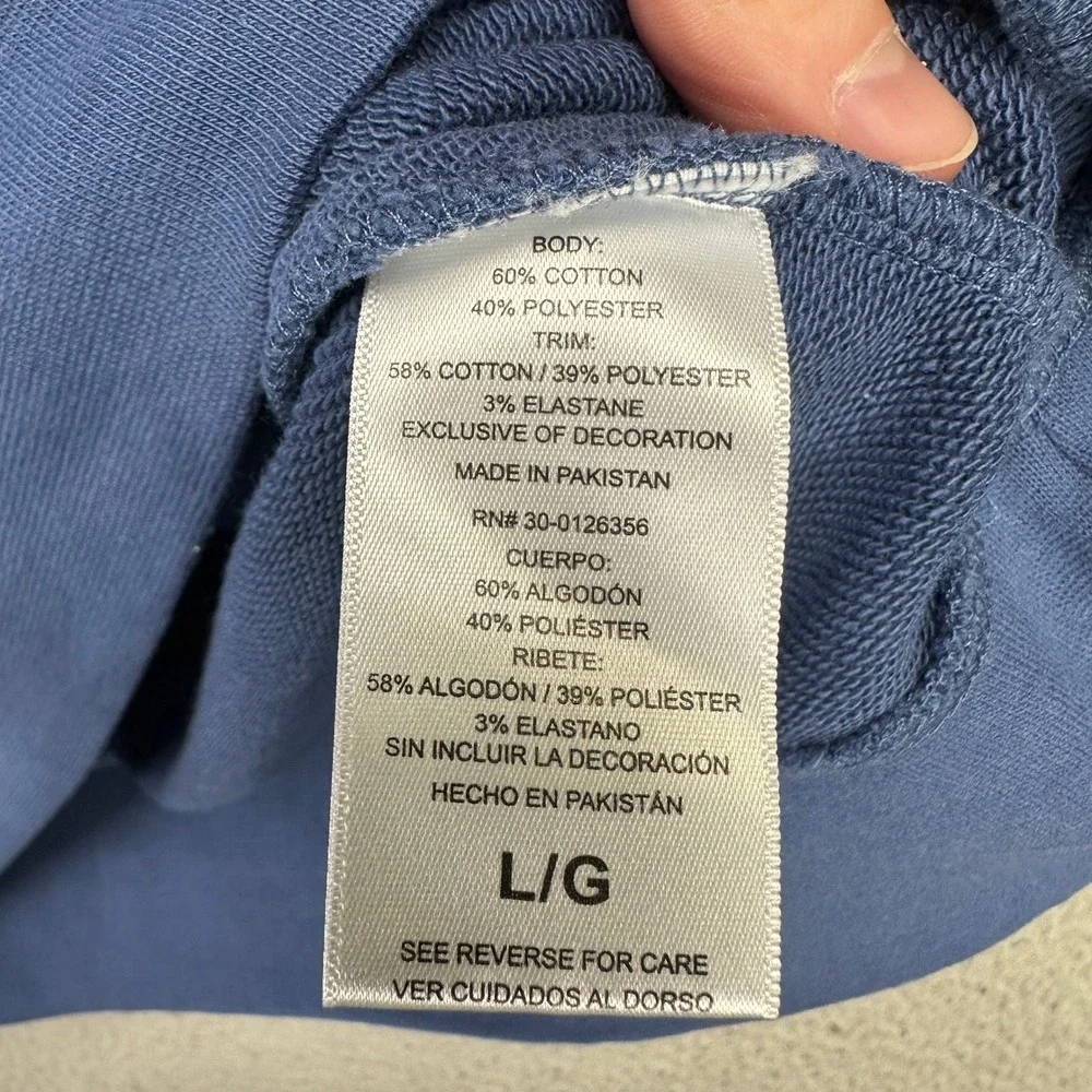 Life Is Good Mens Hoodie Sweatshirt Large Blue Golfing Print Pocket Drawstring